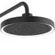 Duschkopf in Schwarz mit spiralförmigem Düsenmuster und LED-Leuchtring. Produkt von Ideal Standard.